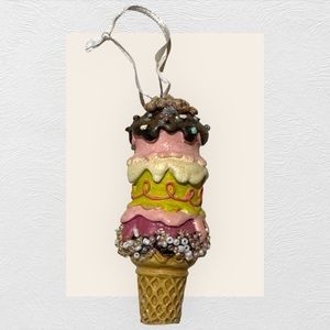 Dreamin' of Ice Cream Cone 3 Scoops Christmas Ornament Sweet Treats